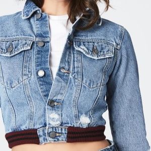 NWT LF Crop Distressed Denim Jacket